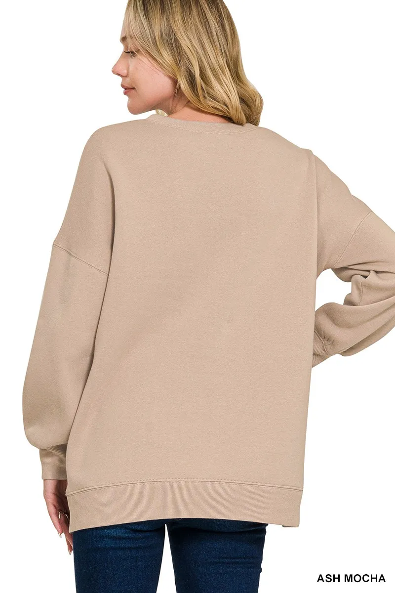 Zenana Full Size Fleece Hi-low Boyfriend Sweatshirts with Pockets Plus Size - Image 3