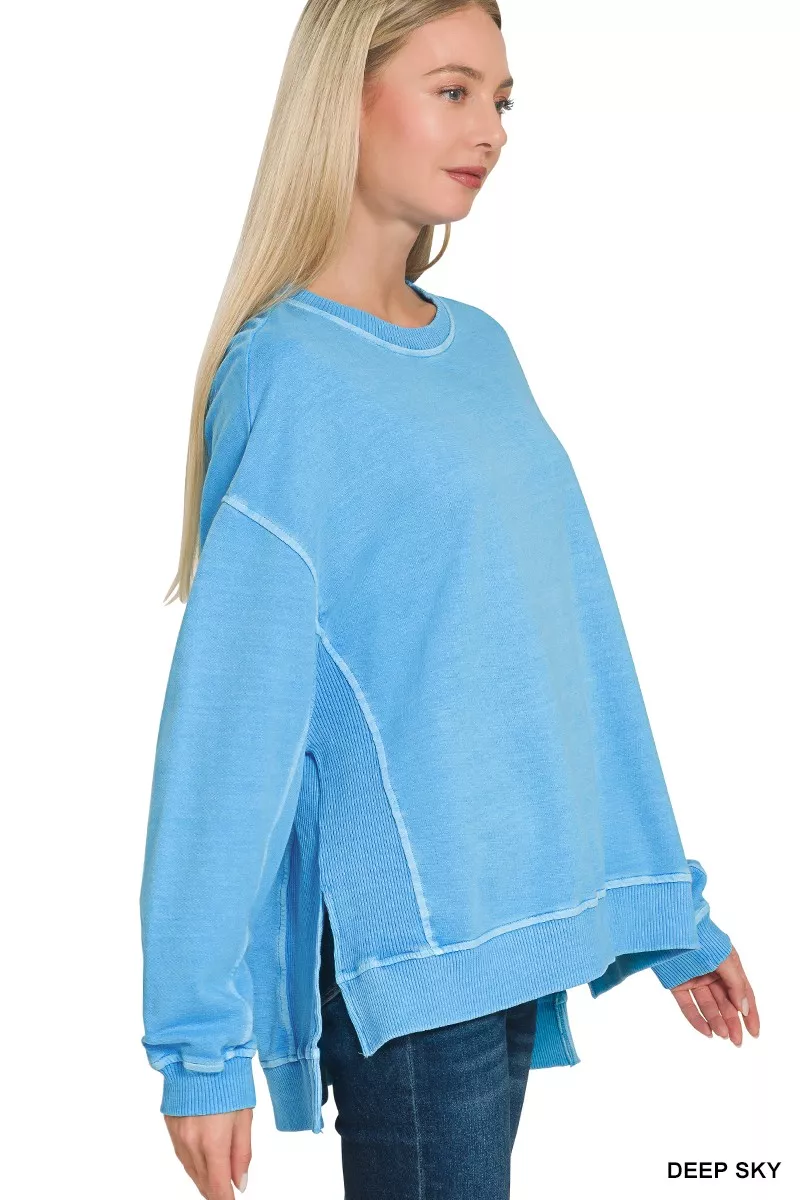 Zenana Full Size French Terry Pigment Dye & Enzyme Washing Pullover Plus Size - Image 2