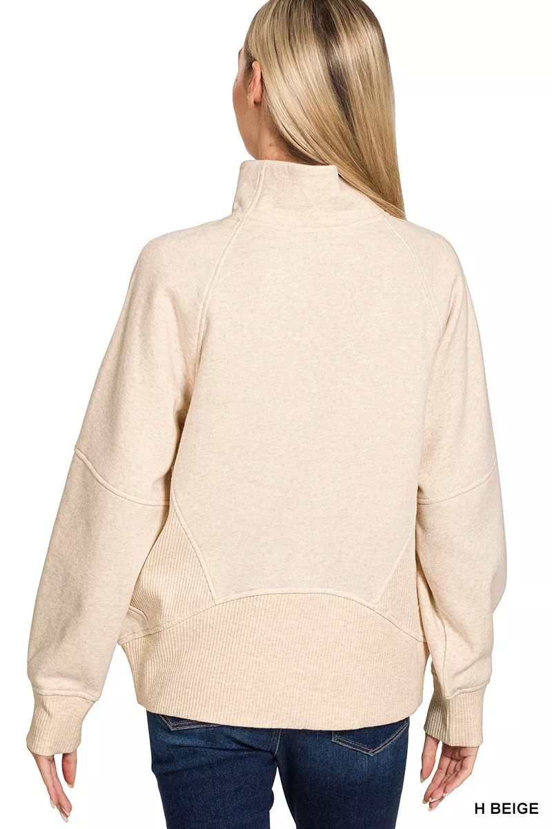 Zenana Half Zip Fleece Sweatshirt with kangaroo Pocket - Image 4