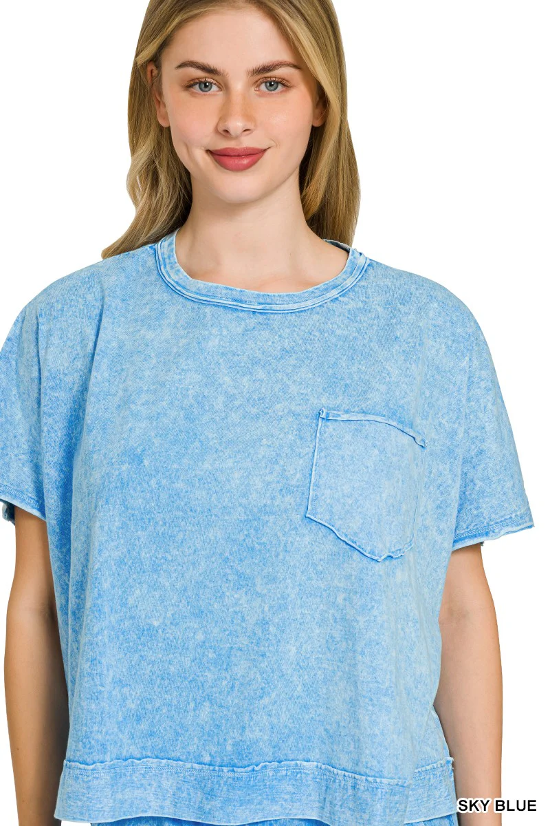 Zenana Halo Snow Washed Boxy Top & Shorts Set - Image 4