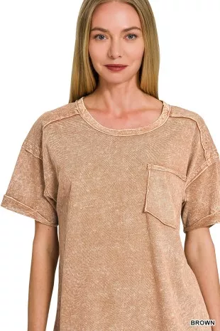 Zenana Halo Snow Washed Exposed Seam Top & Shorts Set - Image 4