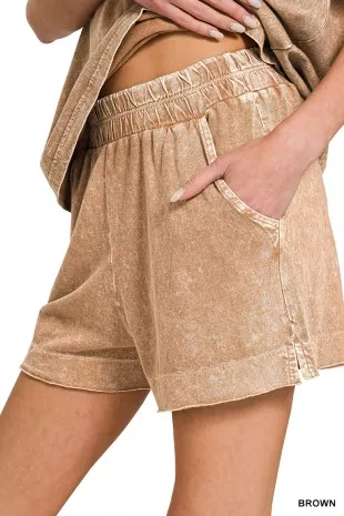Zenana Halo Snow Washed Exposed Seam Top & Shorts Set - Image 9