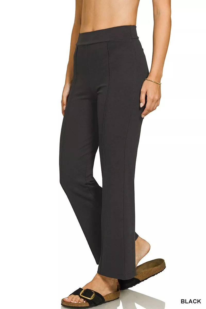 Zenana Heavy Ponte Elastic Waistband Pintuck Pants - Image 2
