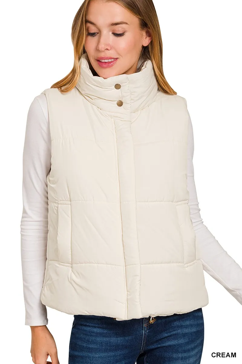 Zenana High Neck Zip-Up Vest Coat - Image 3