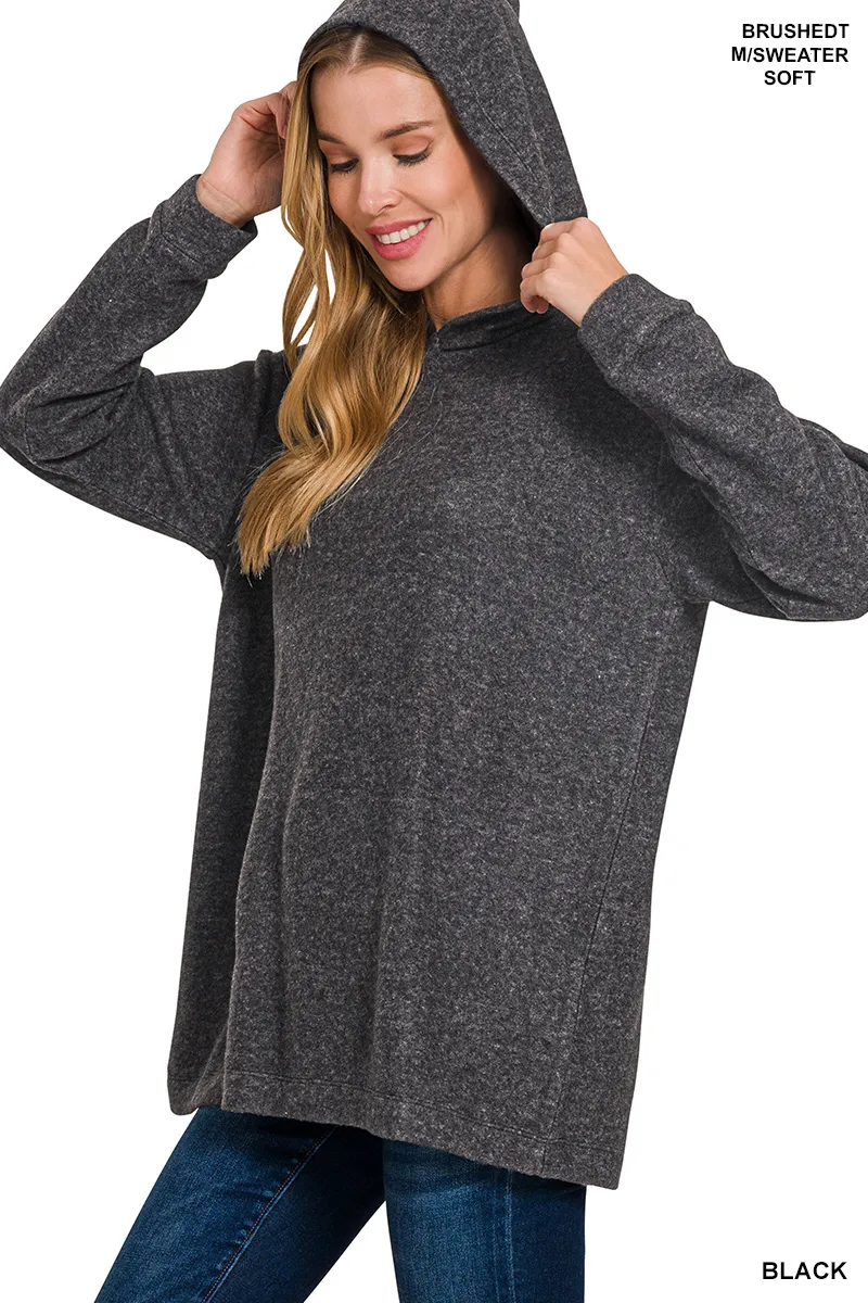 Zenana Hooded Brushed Melange Hacci Sweater - Image 2