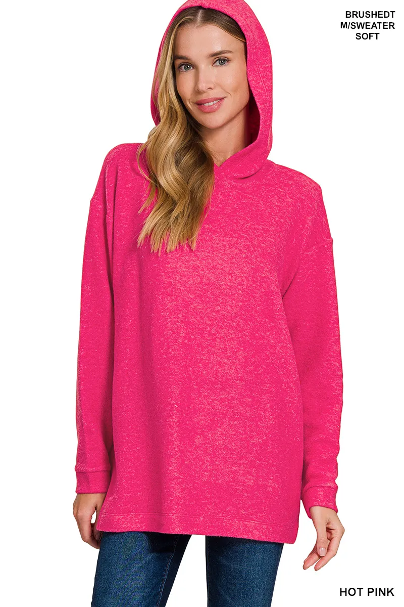 Zenana Hooded Brushed Melange Hacci Sweater - Image 2