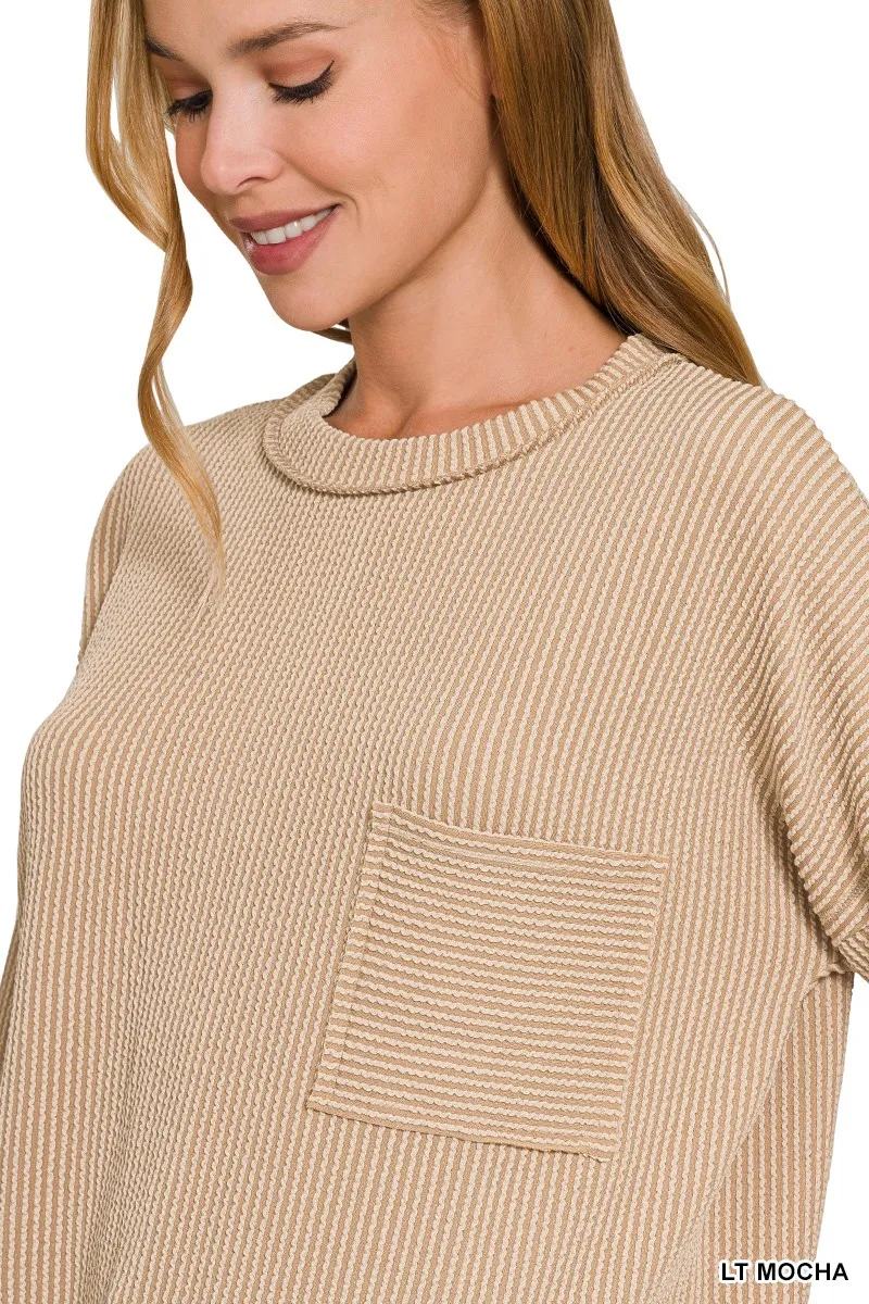 Zenana Long Sleeve Drop Shoulder Rib Top - Image 6