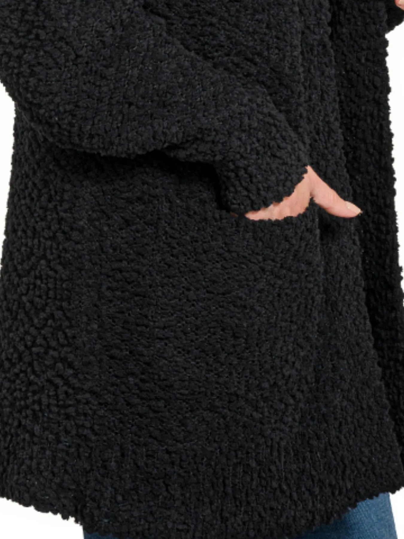 Zenana Long Sleeve Popcorn Sweater Cardigan with Pockets - Image 3