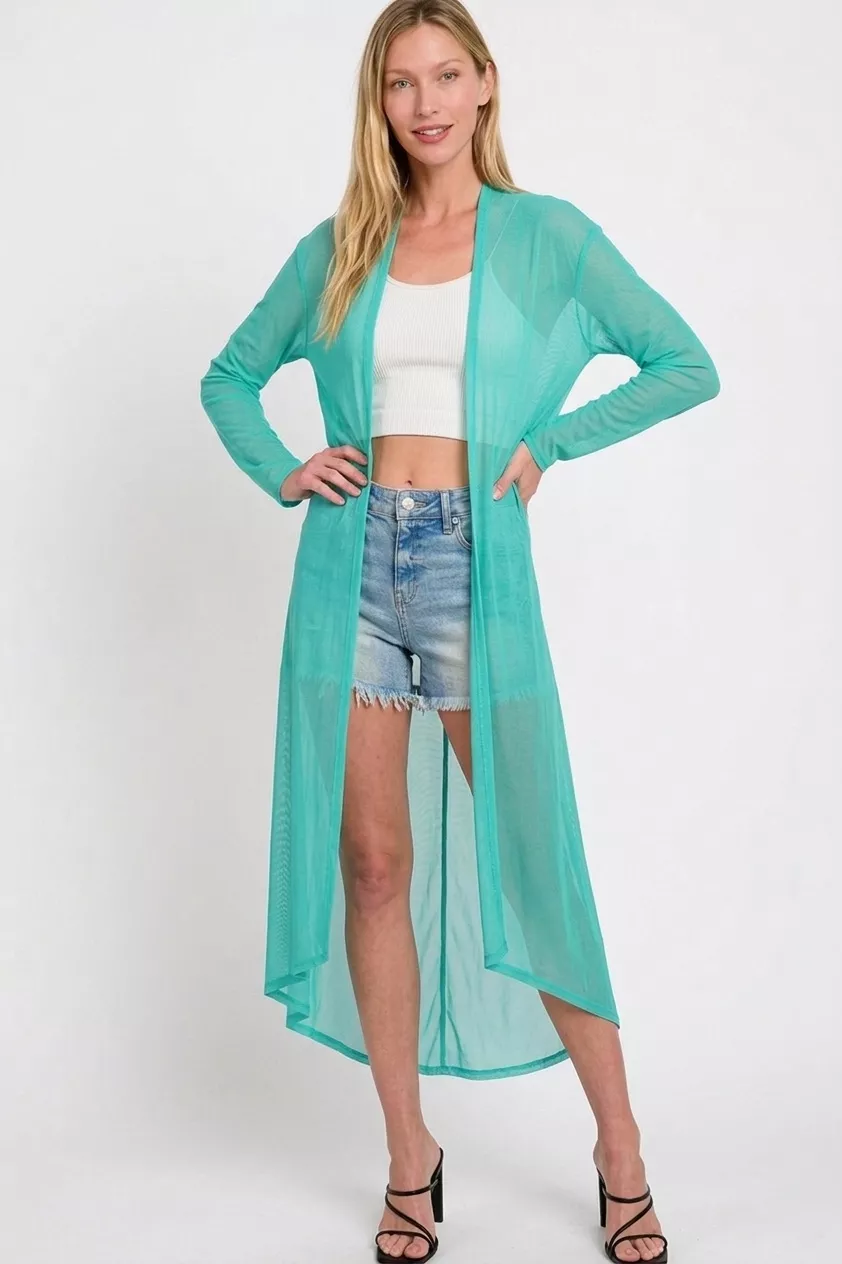 Zenana Mesh Open Front Cardigan - Image 2