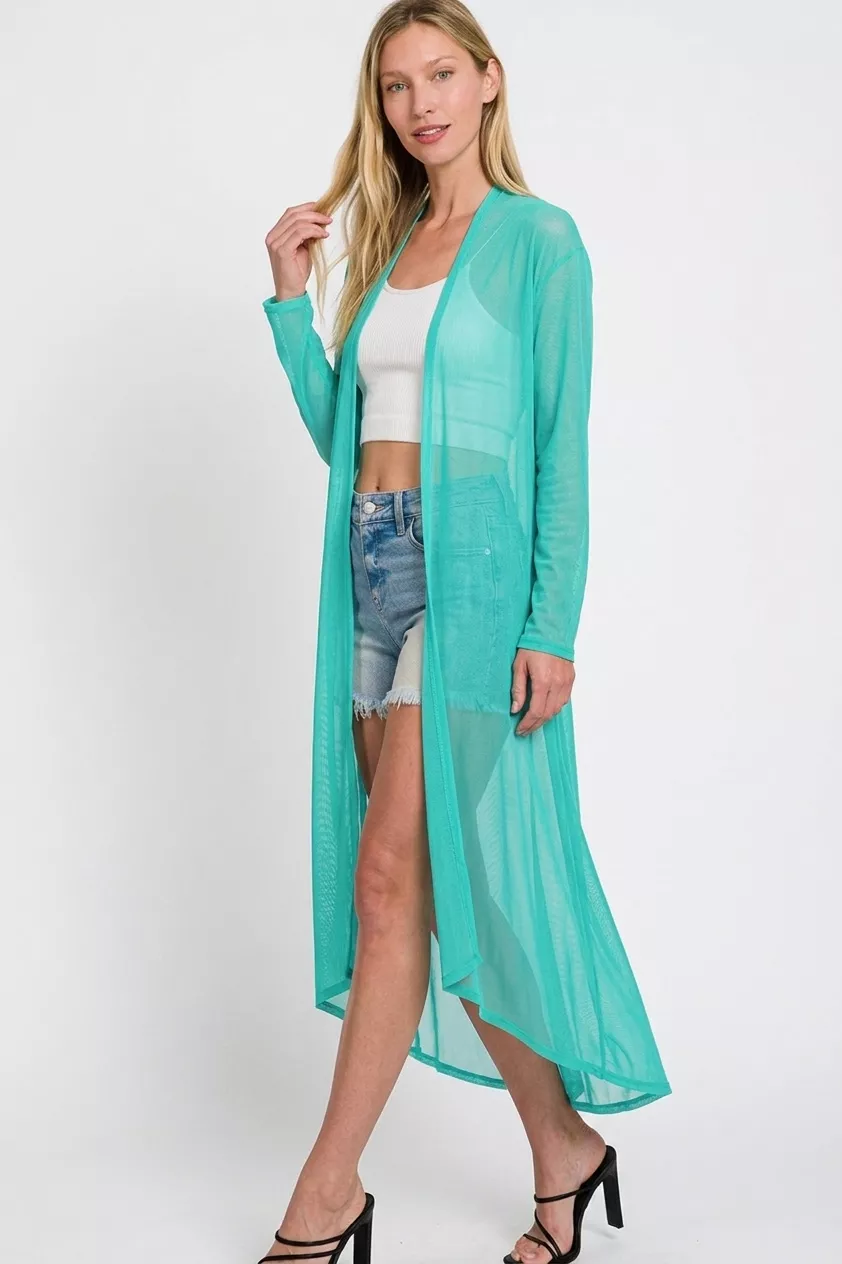 Zenana Mesh Open Front Cardigan - Image 3