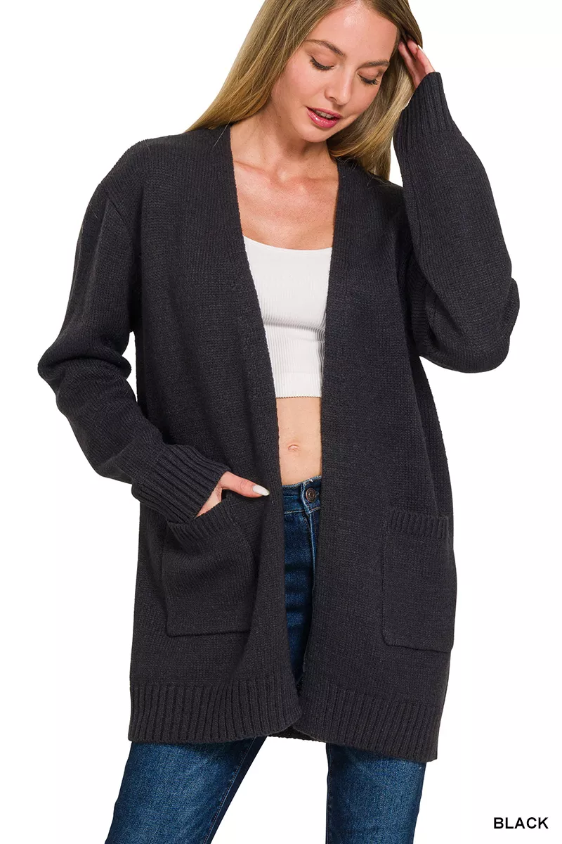 Zenana Open Front Sweater Cardigan - Image 2