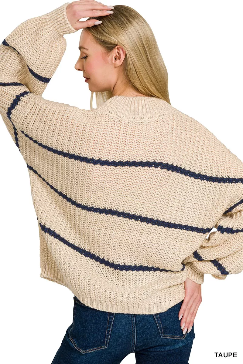 Zenana Oversize Striped Sweater - Image 2
