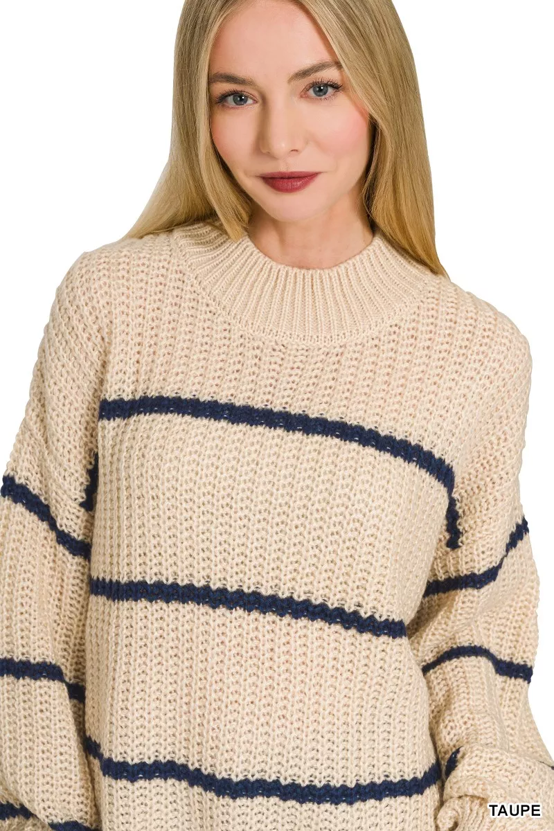 Zenana Oversize Striped Sweater - Image 3