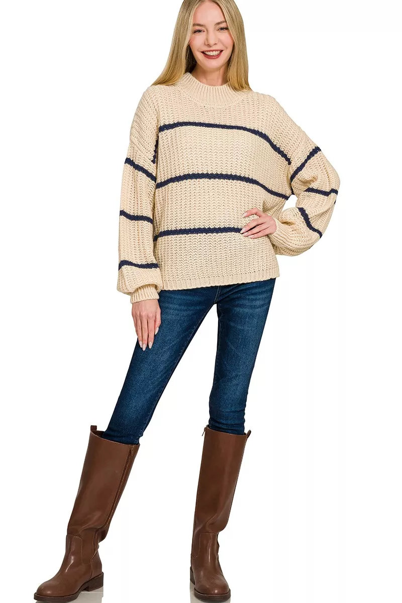 Zenana Oversize Striped Sweater - Image 4
