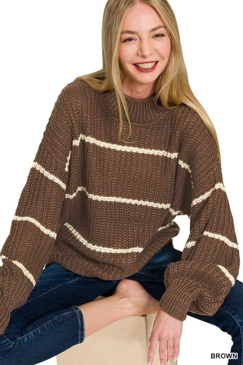 Zenana Oversize Striped Sweater - Image 2