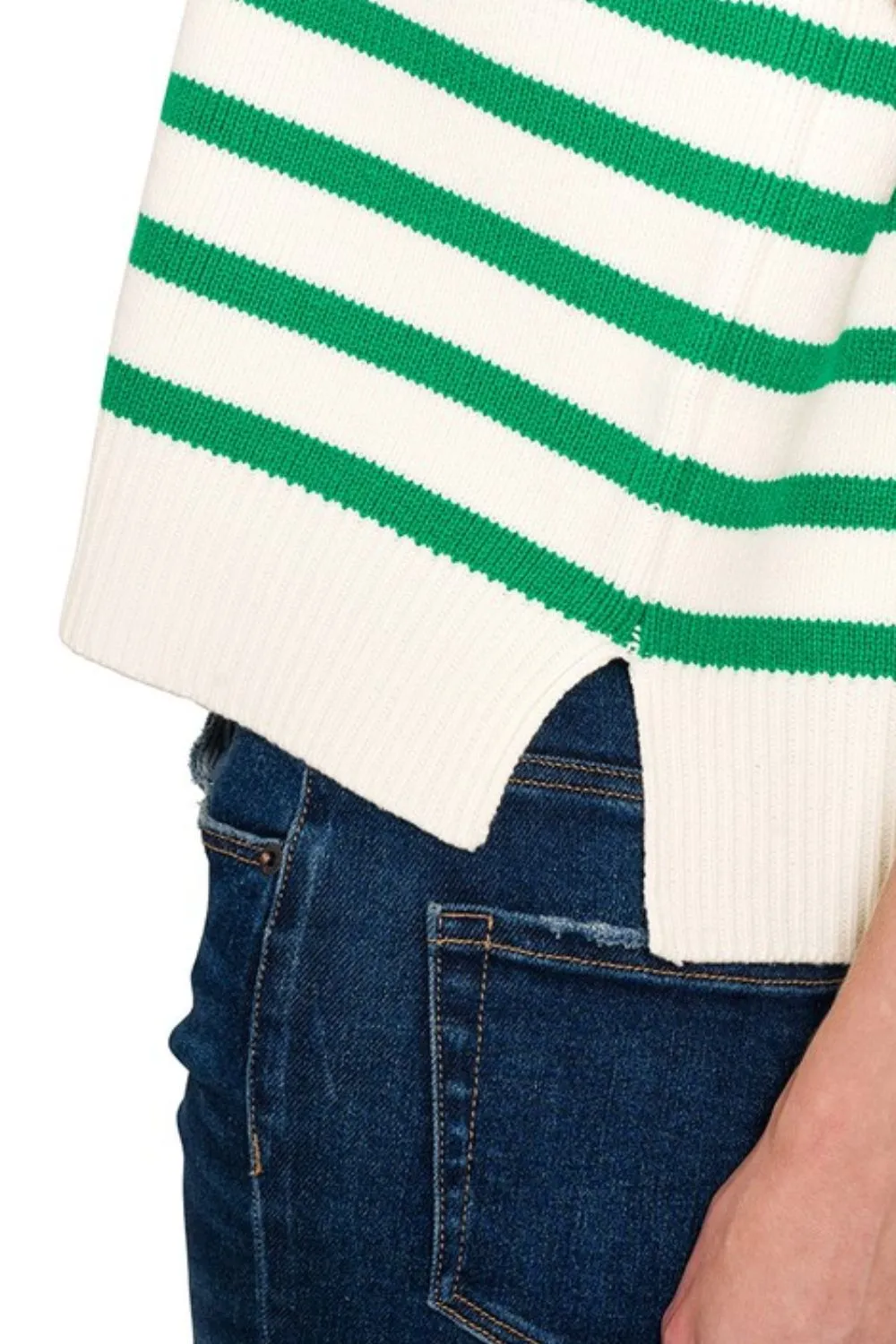 Zenana Oversized Crew Neck Stripe Sweater Vest - Image 4