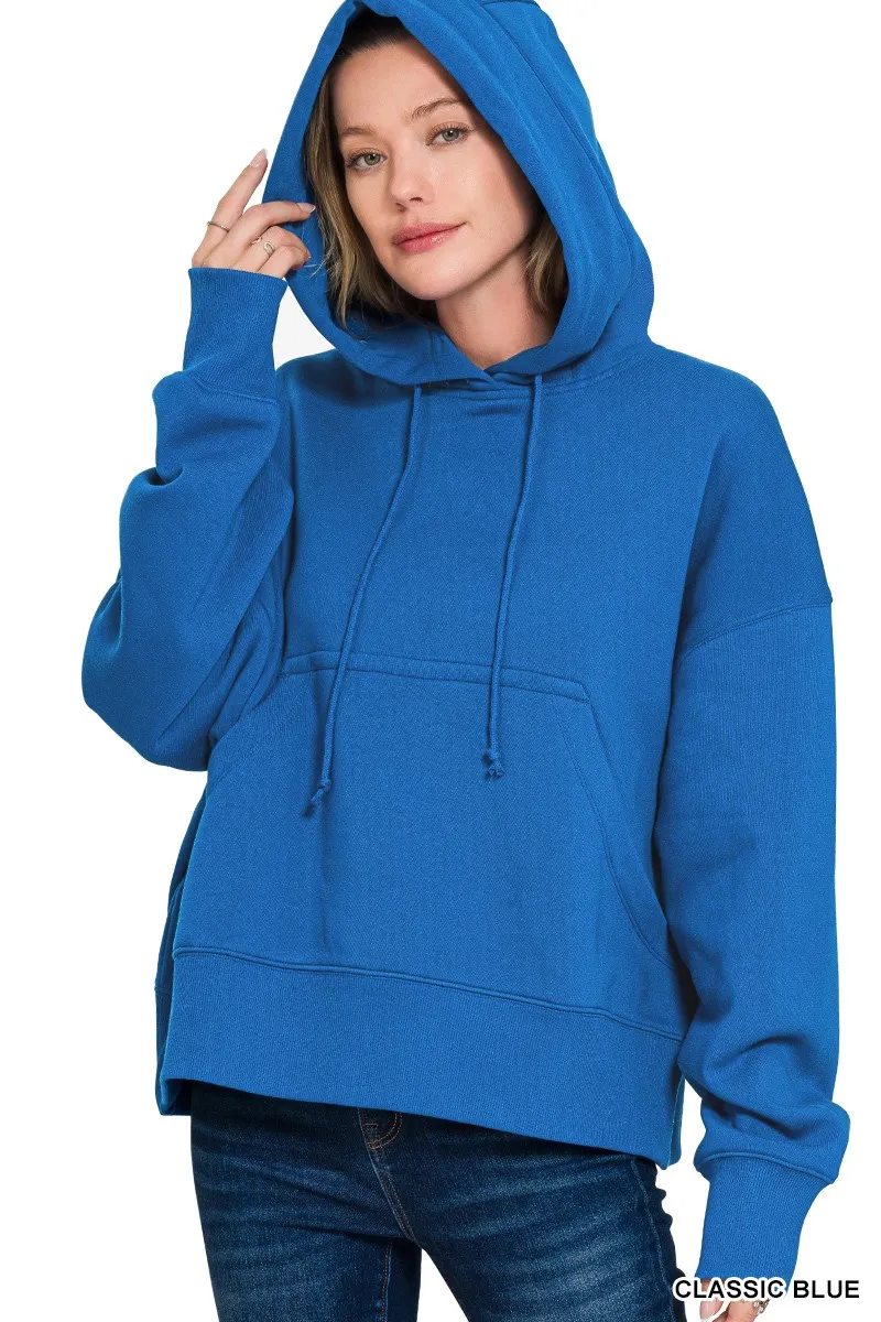 Zenana Oversized Fleece Kangaroo Pocket Hoodie - Image 2