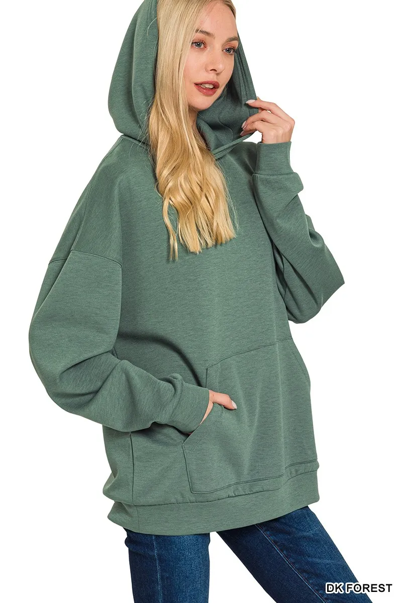 Zenana Oversized Scuba Hoodie with Kangaroo Pocket - Image 2