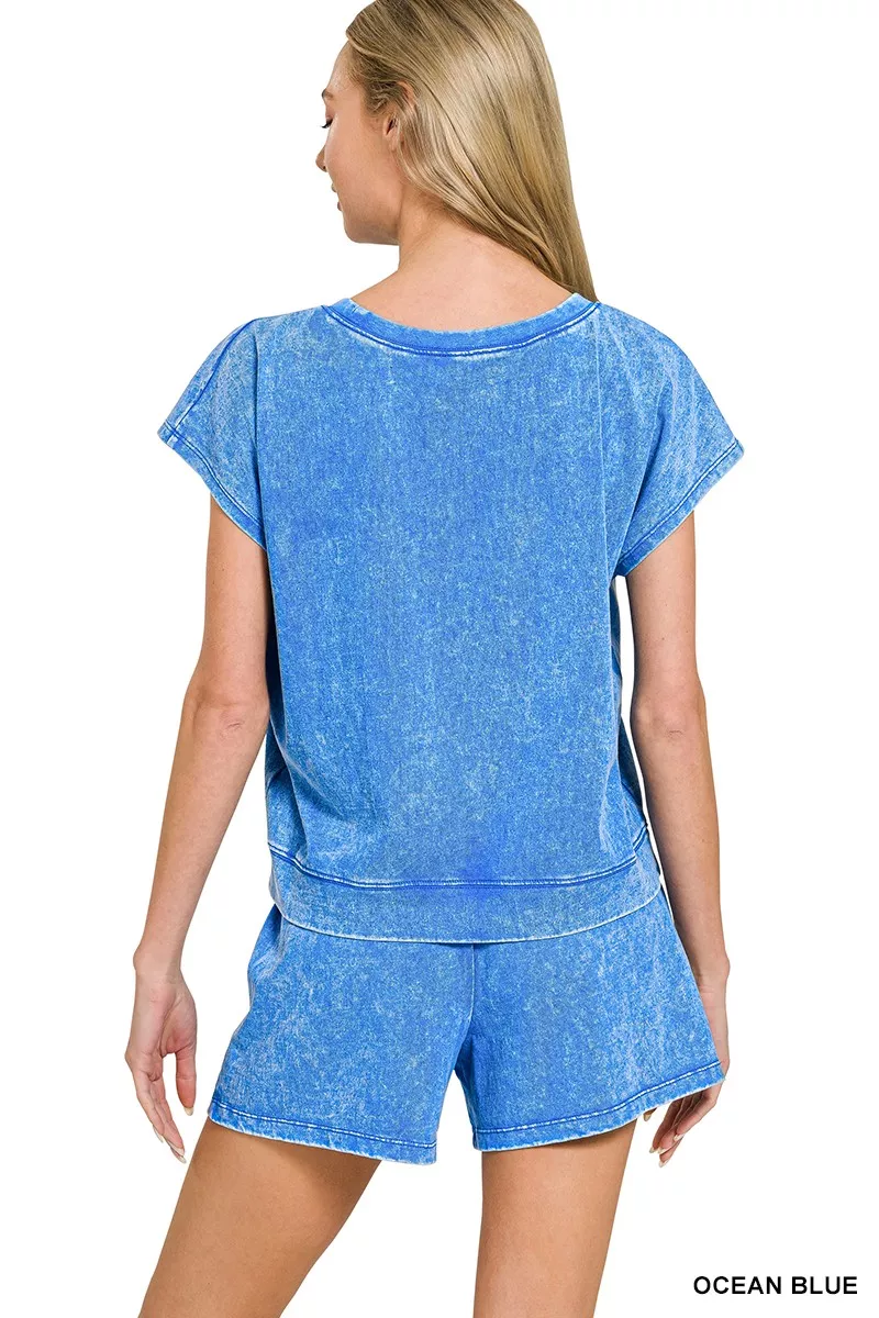 Zenana Premium Cotton Washed Sleeveless Top & Shorts Set - Image 3