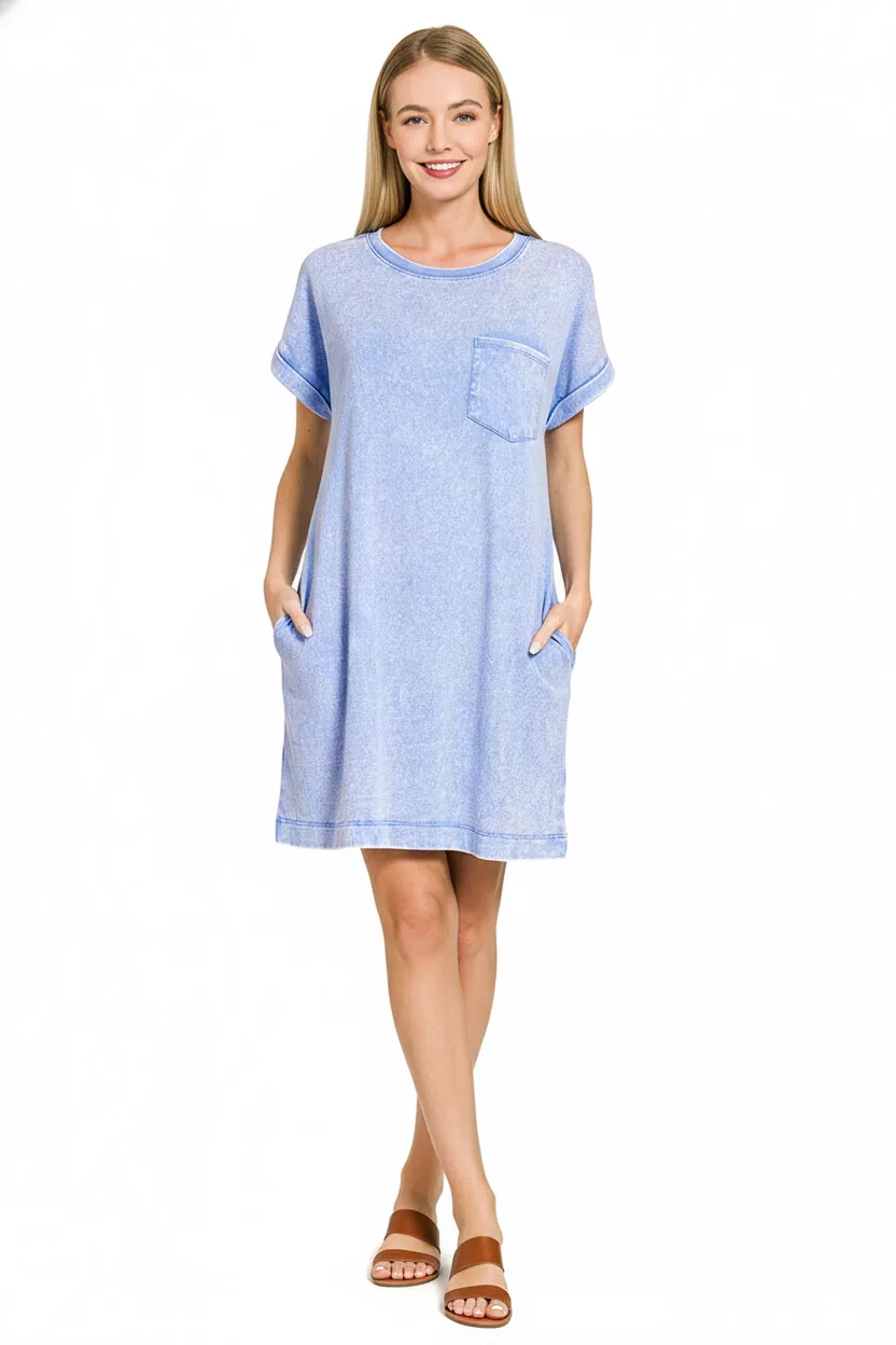 Zenana Premium Cotton Washed T-Shirt Dress - Image 2