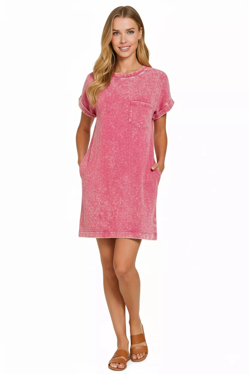 Zenana Premium Cotton Washed T-Shirt Dress - Image 3