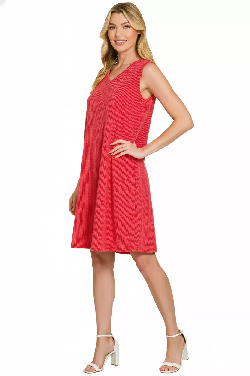 Zenana Raised Rib Sleeveless Mini Dress - Image 3