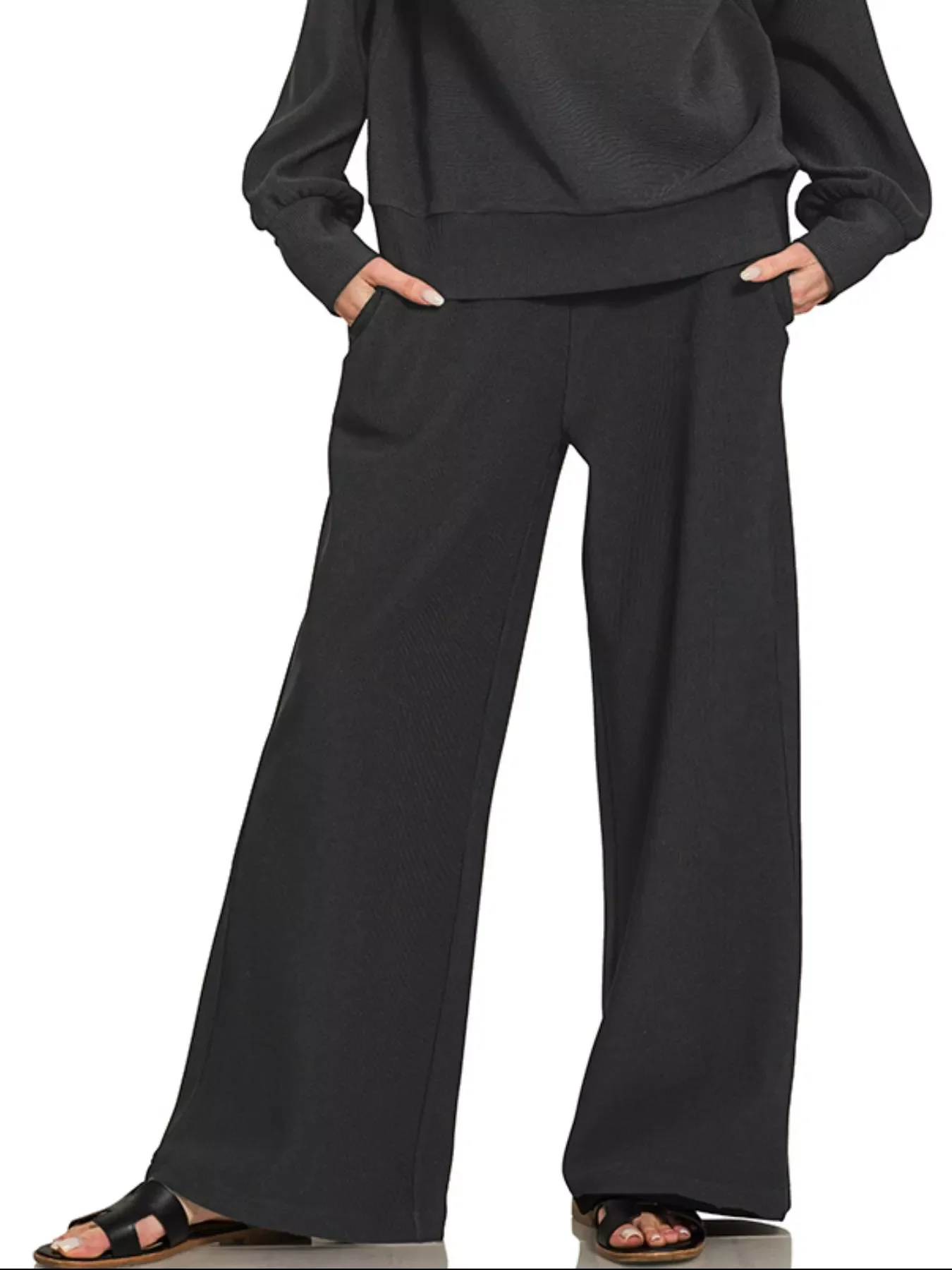 Zenana Ribbed High Neck Half Zip Pullover & Pants Set - Image 3