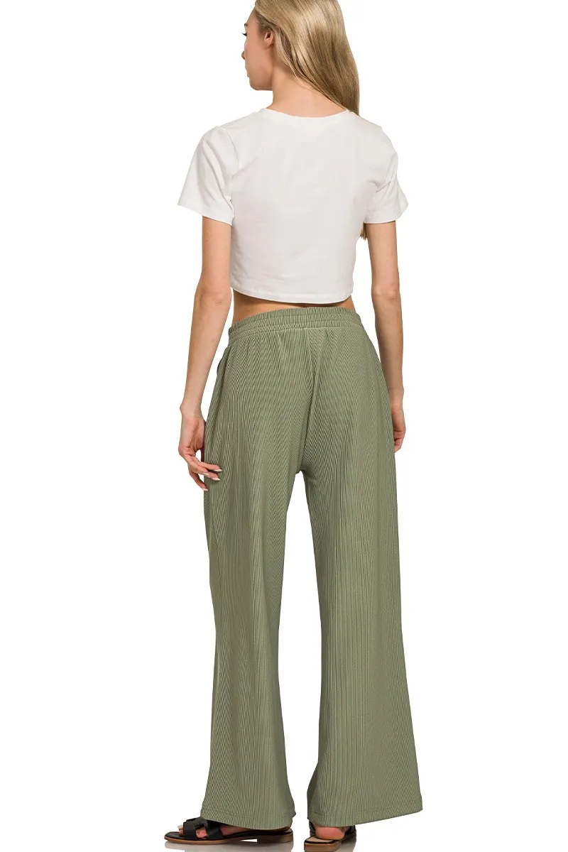 Zenana Ribbed High Neck Half Zip Pullover & Pants Set - Image 4