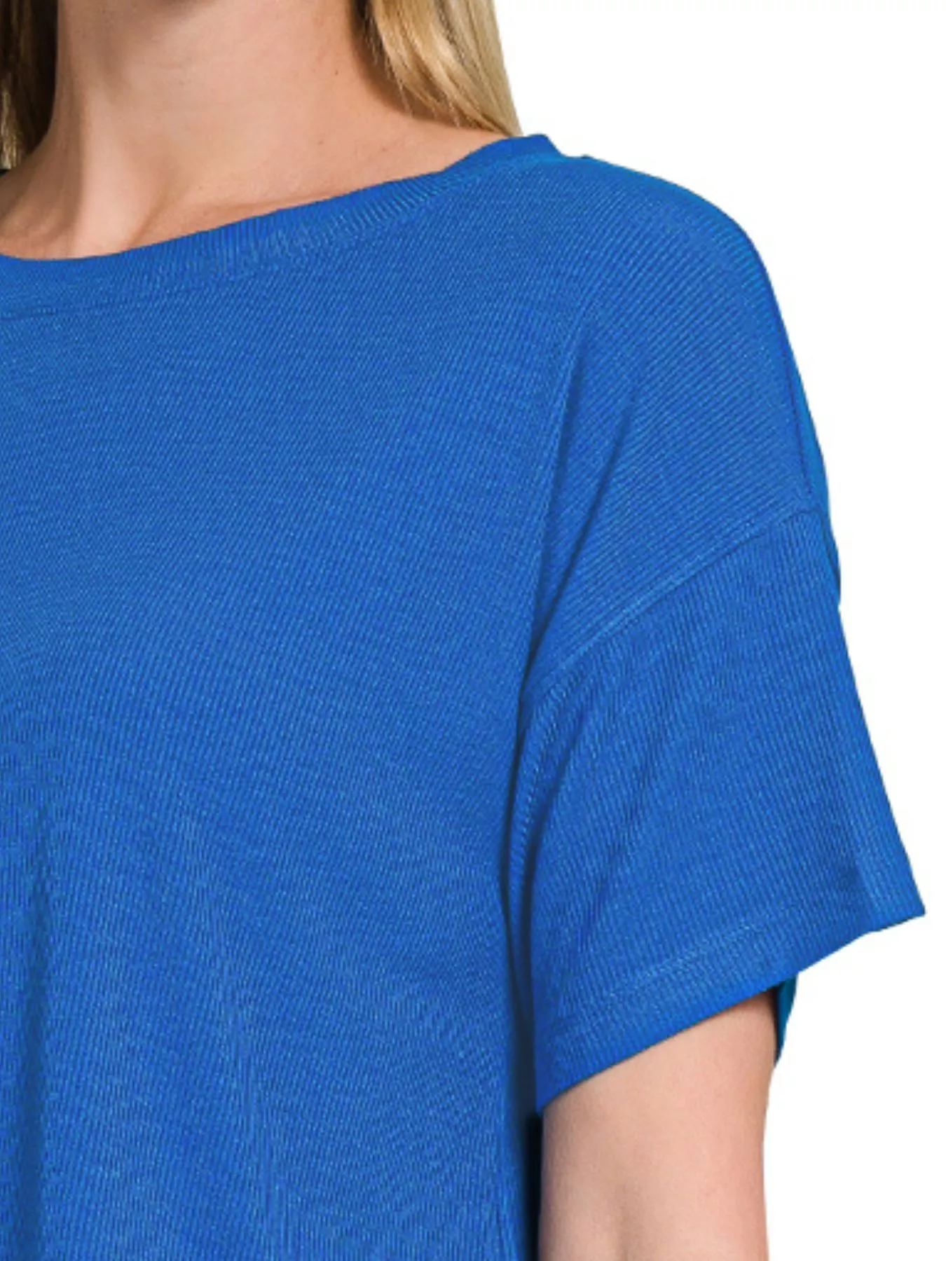 Zenana Ribbed Round-Neck Crop T-Shirt - Image 2
