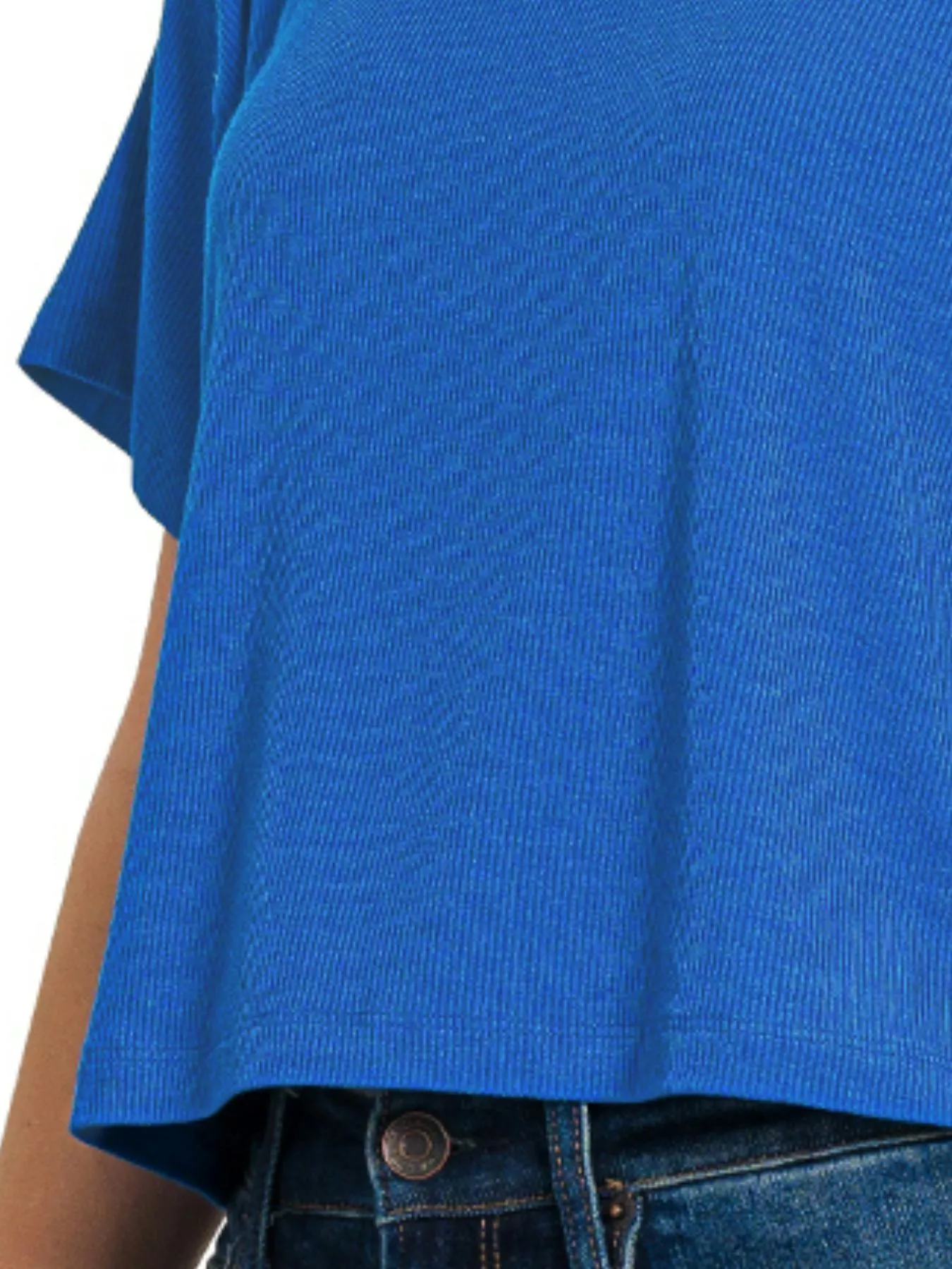 Zenana Ribbed Round-Neck Crop T-Shirt - Image 3