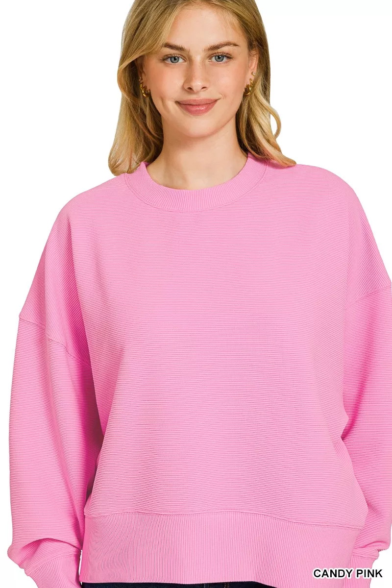 Zenana Ribbed Round Neck Pullover and Shorts Set - Image 5