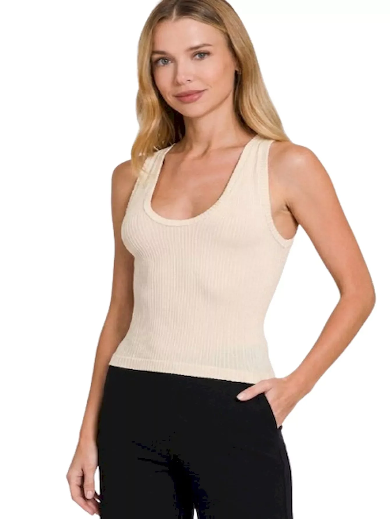 Zenana Ribbed Seamless Crop Tank - Image 3