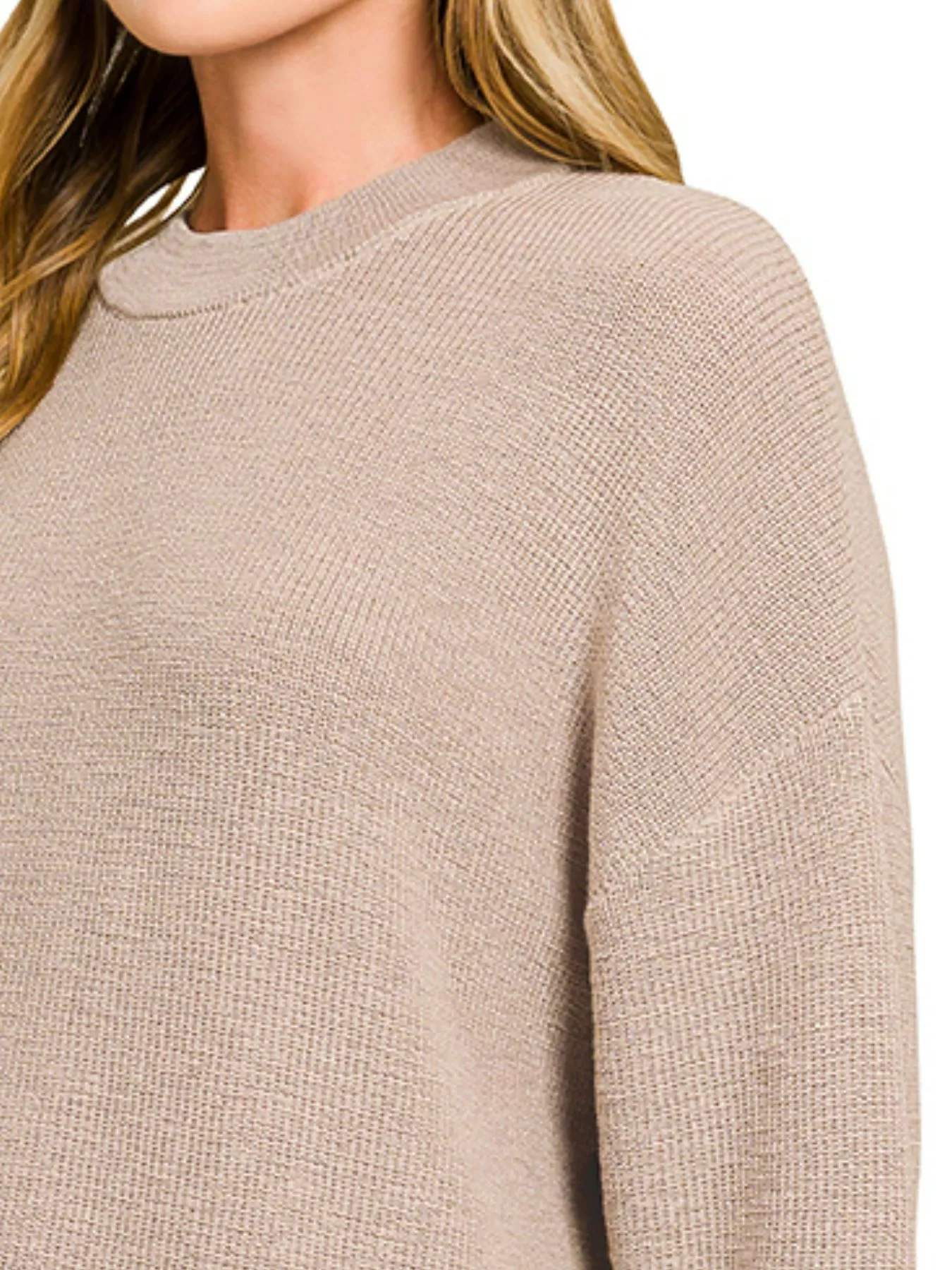 Zenana Round Neck Knit Top and Shorts Sweater Set - Image 3