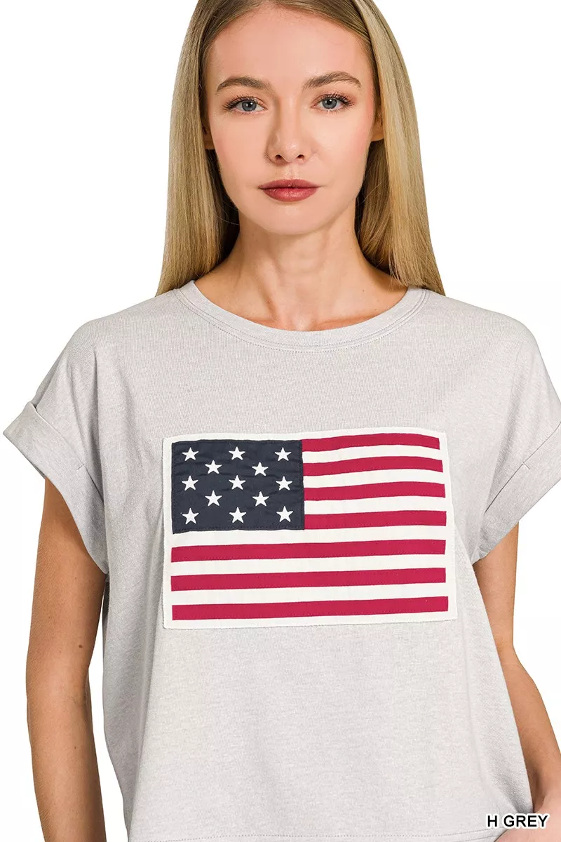 Zenana Round Neck Short Sleeve American Flag T-Shirt - Image 4