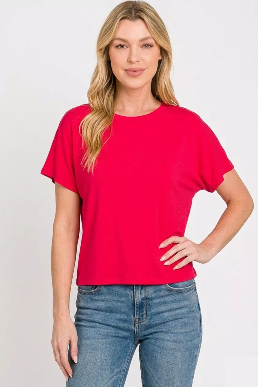 Zenana Round Neck Short Sleeve Cropped T-Shirt - Image 3
