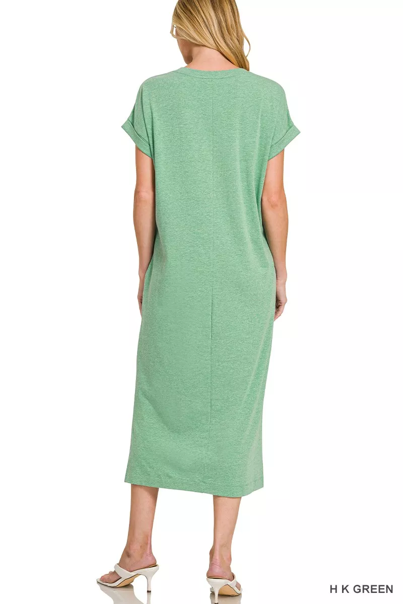 Zenana Round Neck Short Sleeve Midi Dress - Image 3