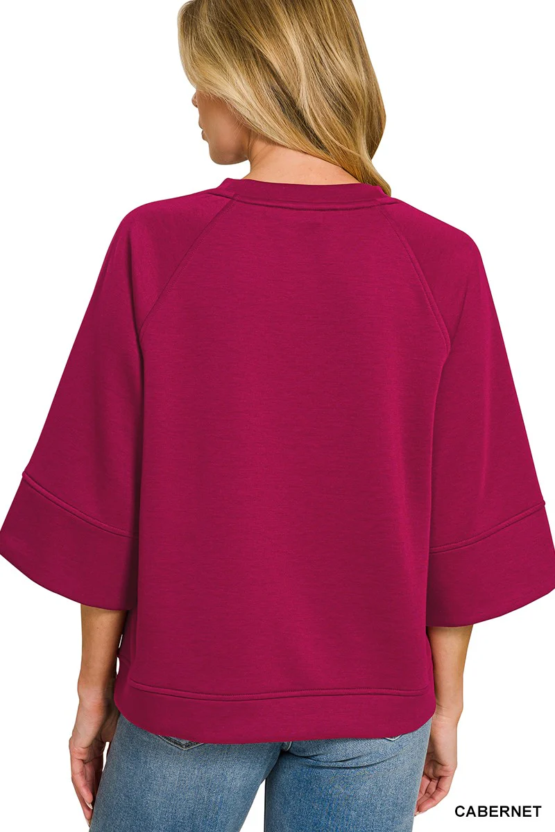 Zenana Scuba 3/4 Sleeve Pullover - Image 2