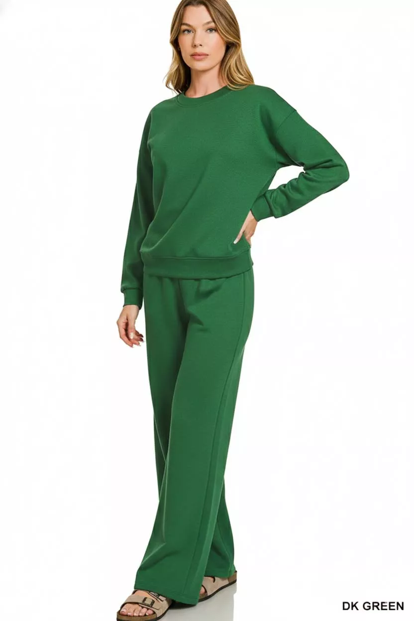 Zenana Scuba Crewneck Pullover and Pants Set - Image 2