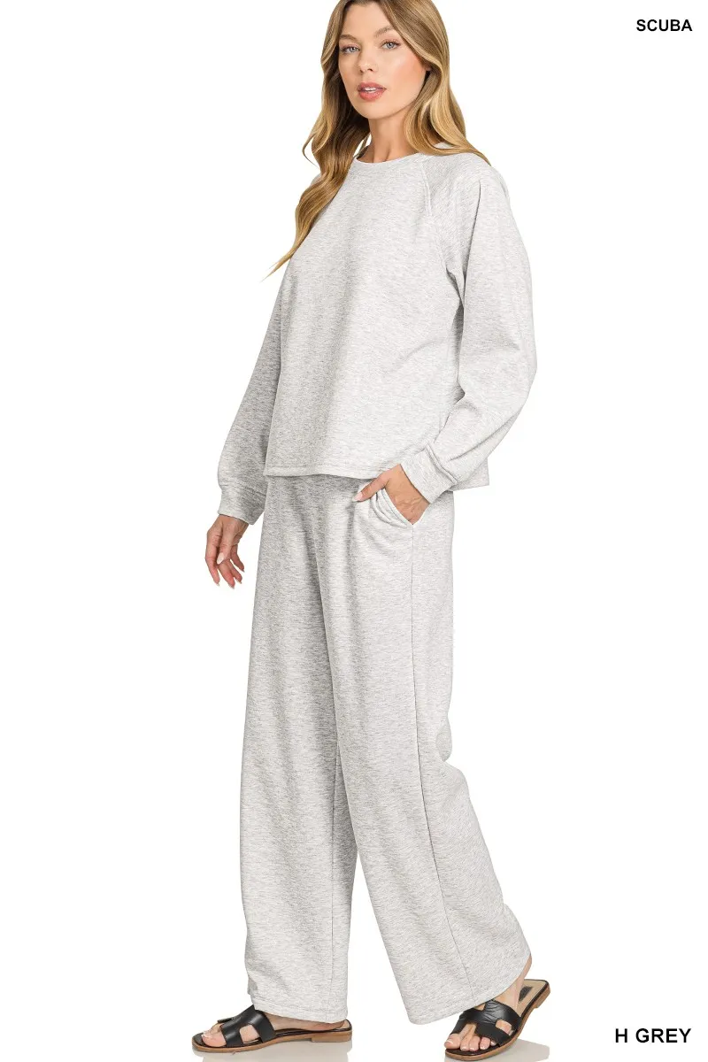 Zenana Scuba Crewneck Sweatshirt and Pants Set - Image 2