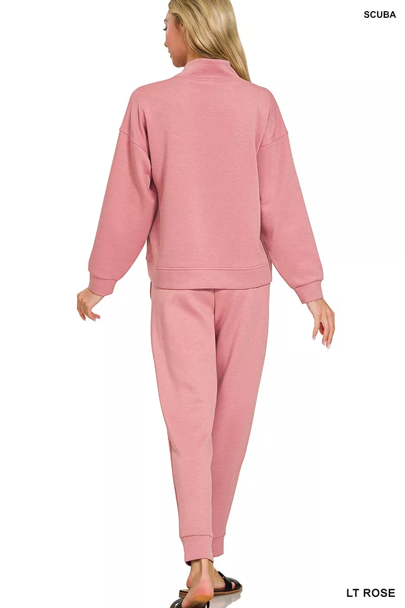 Zenana Scuba Half Zip Pullover and Jogger Set - Image 6