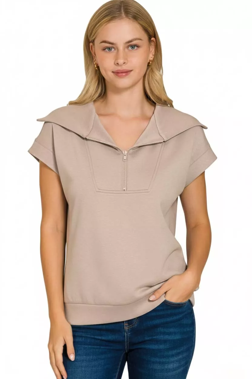 Zenana Scuba Half Zip Top - Image 3