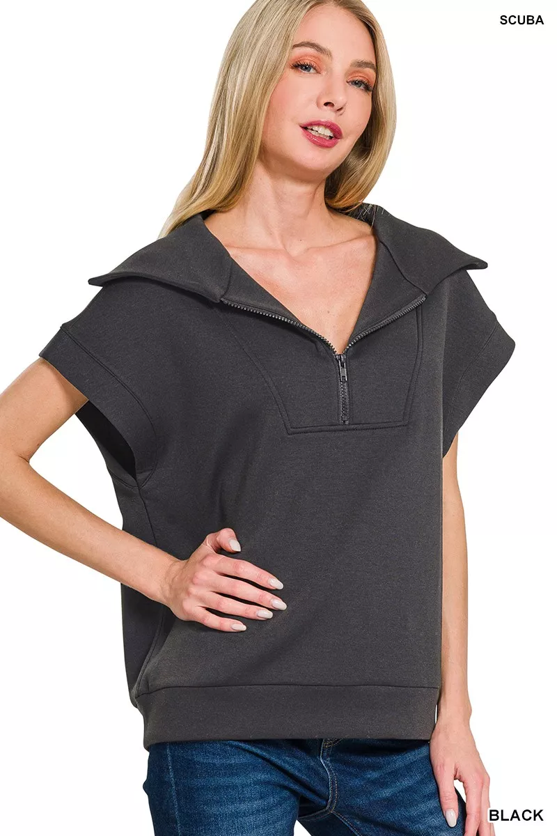 Zenana Scuba Half Zip Top - Image 2