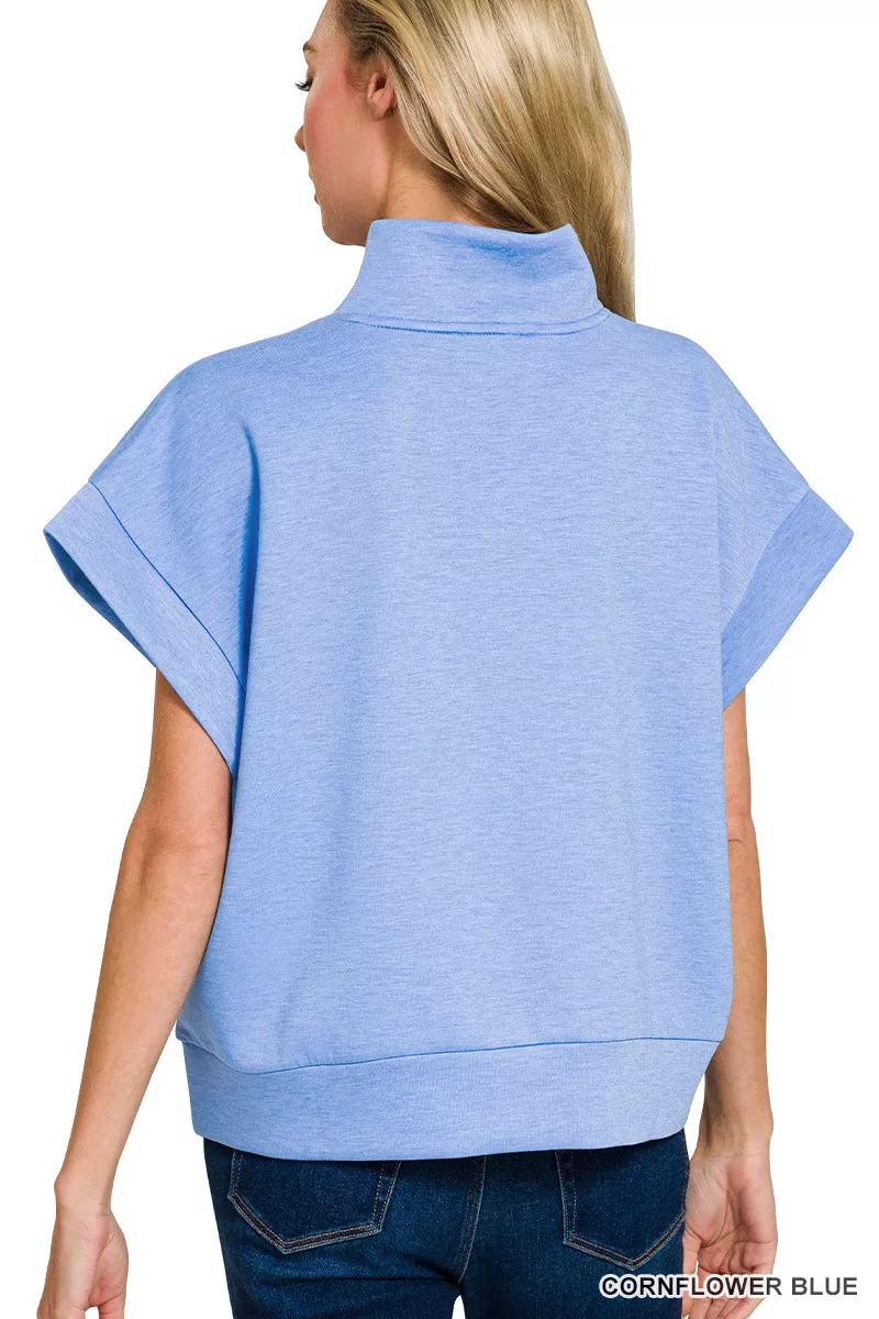 Zenana Scuba High Neck Half Zip Top - Image 3