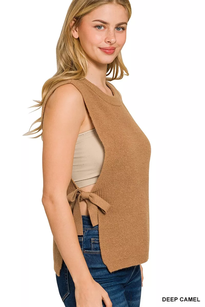 Zenana Side Tie Sweater Vest - Image 2