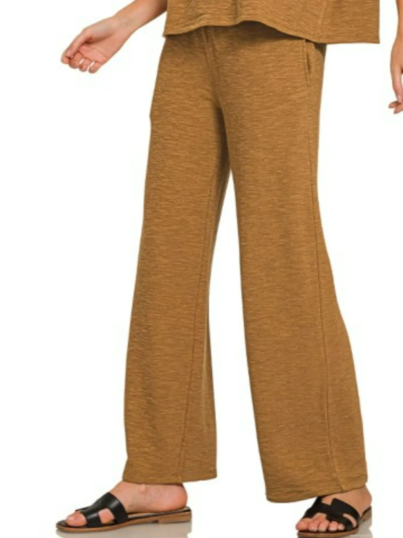 Zenana Slub Short Sleeve T-Shirt and Pants Set - Image 2