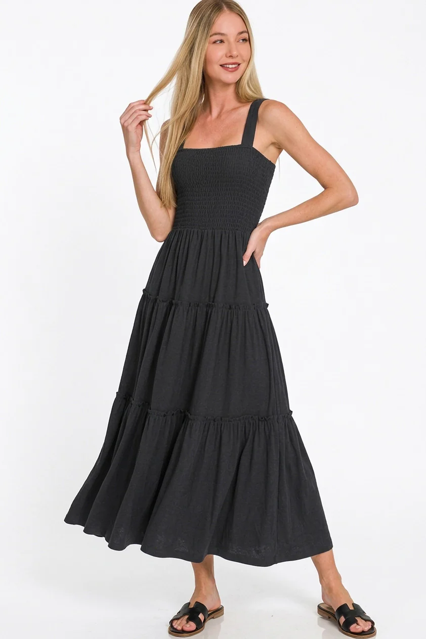 Zenana Smocked Tiered Midi Dress - Image 3