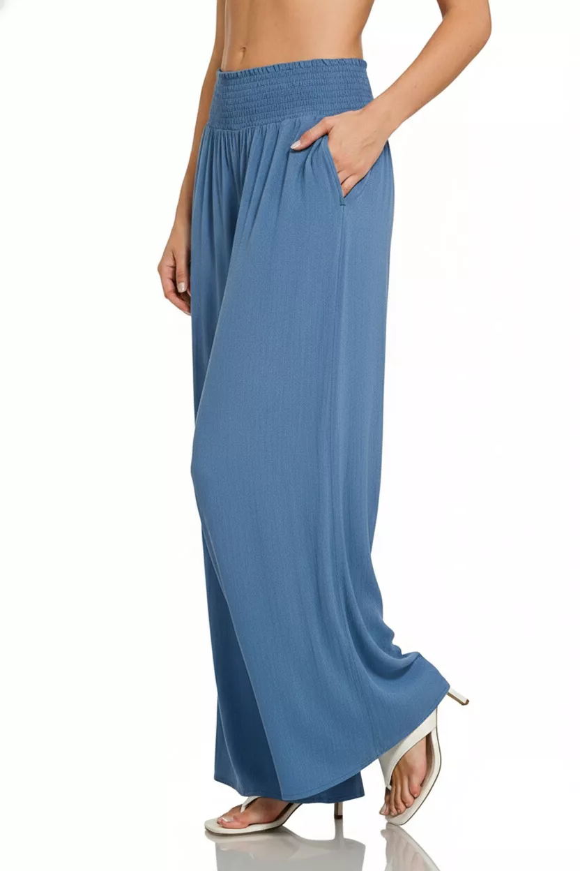 Zenana Smocked Waistband Wide Leg Lounge Pants - Image 2