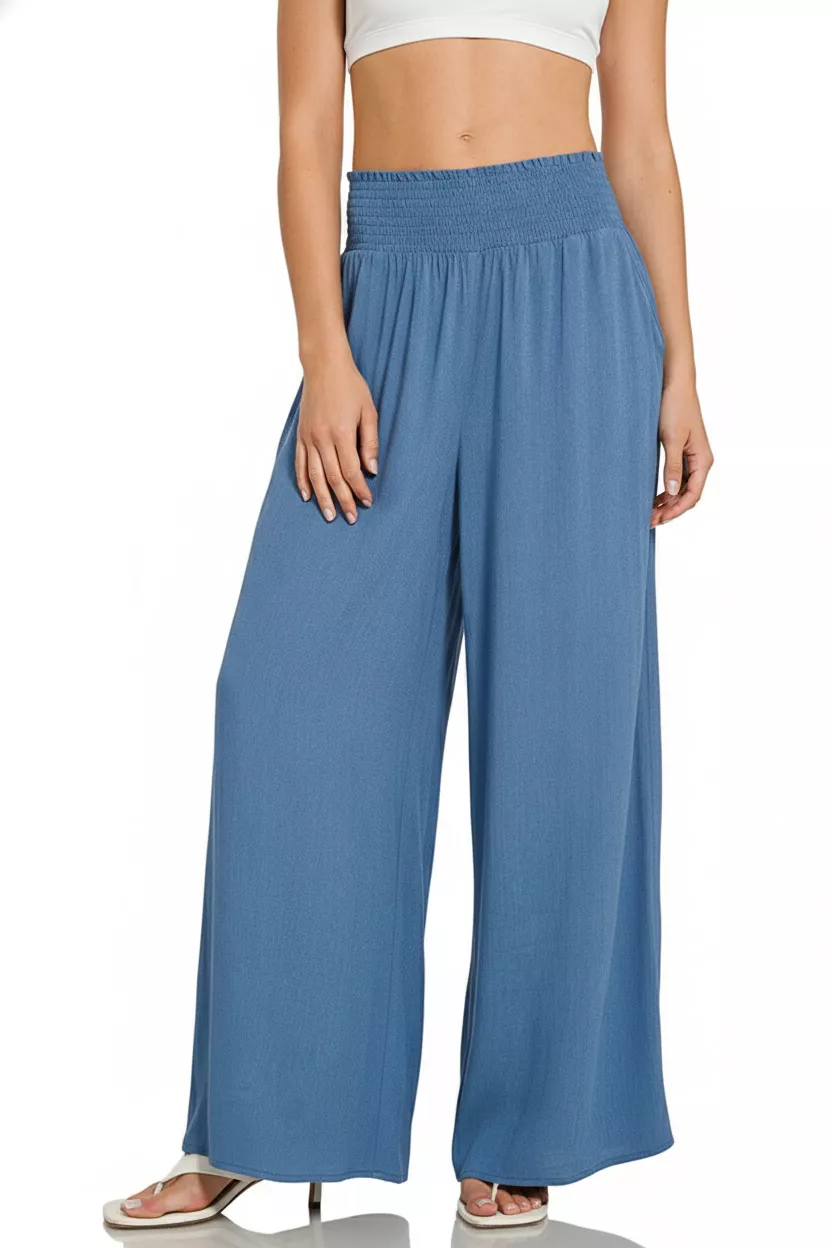 Zenana Smocked Waistband Wide Leg Lounge Pants - Image 3
