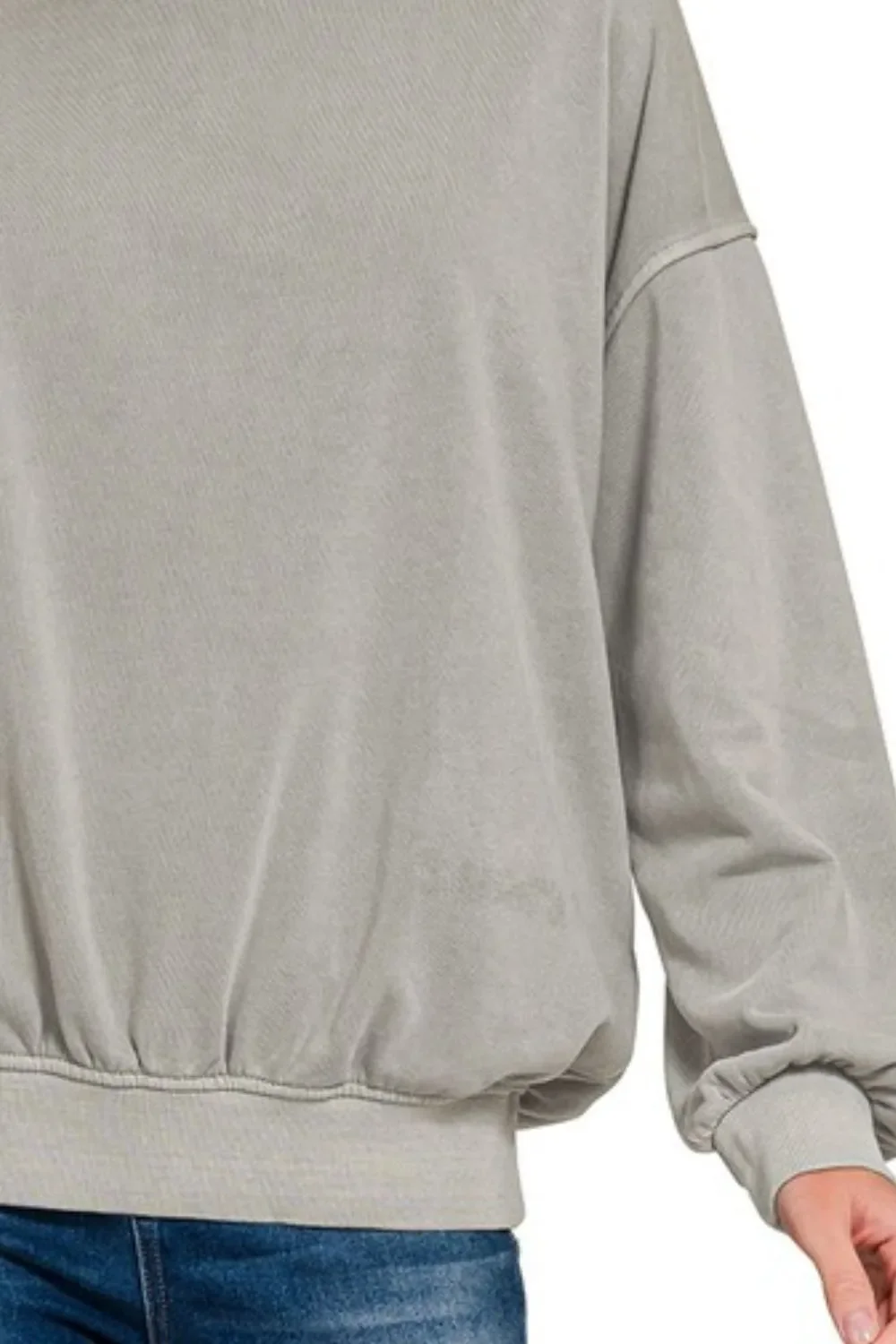Zenana Soft Fleece Pigment Dye Round-neck Sweatshirts - Image 3