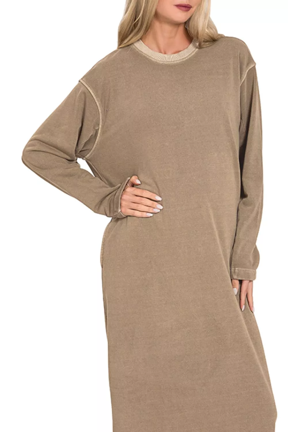 Zenana Soft Fleece Pigment Dye Sweatshirts Dress - Image 2